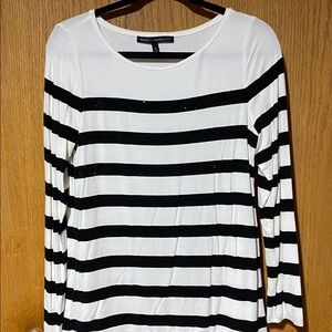 White House Black Market Black and White Striped Blouse